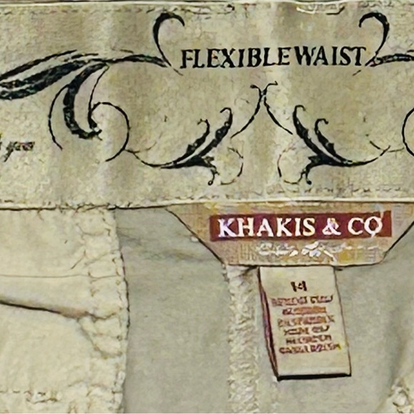 Khakis & Co Women's Pants Size 14 Cream Cotton Flexible Waist Tummy Slimming - Picture 6 of 6